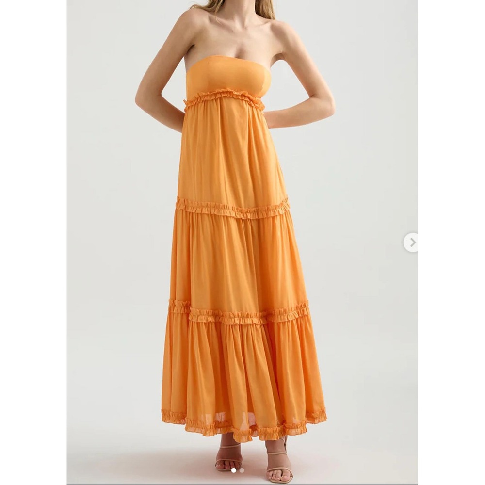 Seven Wonders The Label Bettina Maxi Dress Womens S  Orange Tiered Boho Resort